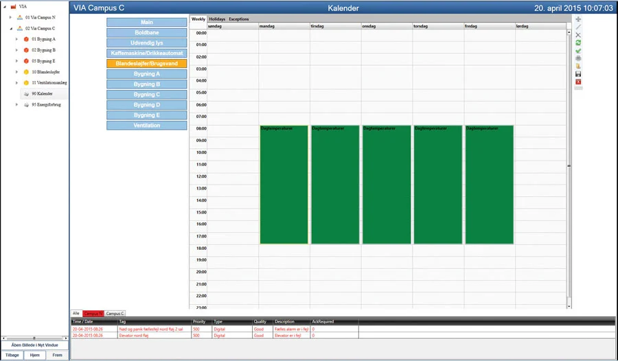 Scheduling Feature in GENESIS64 for VIA University Building Management