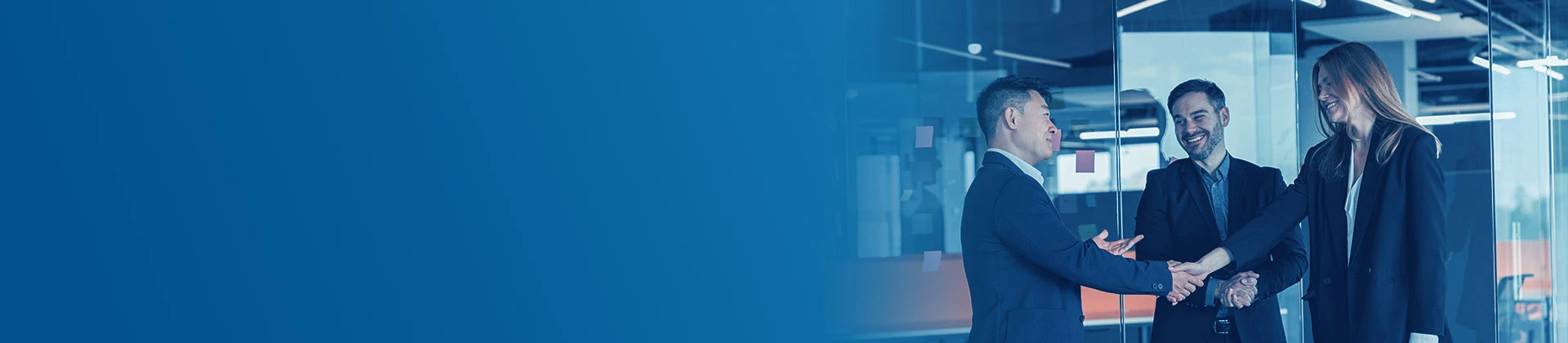 Business leaders shake hands