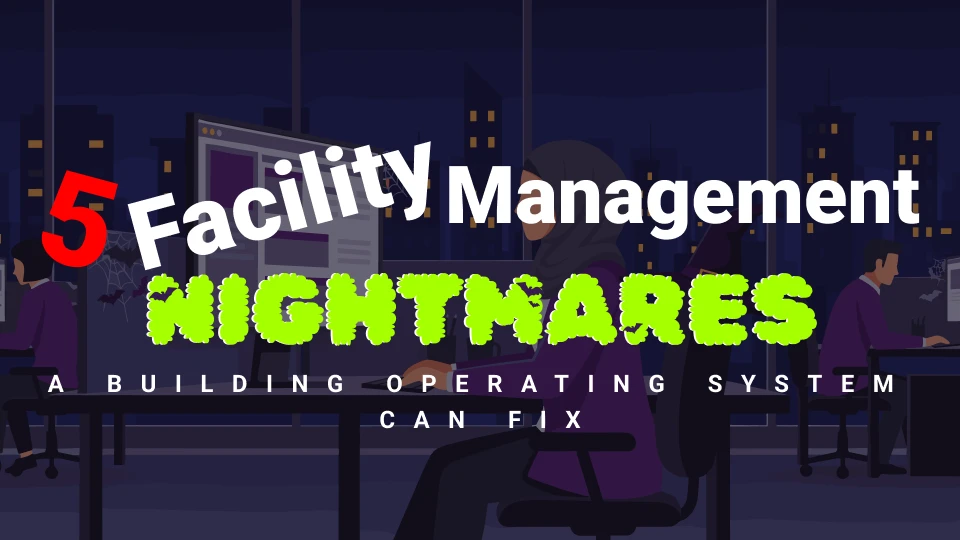 Illustration showing two professionals working one remotely and one in the office both under the title “The Hybrid Work Challenge.”