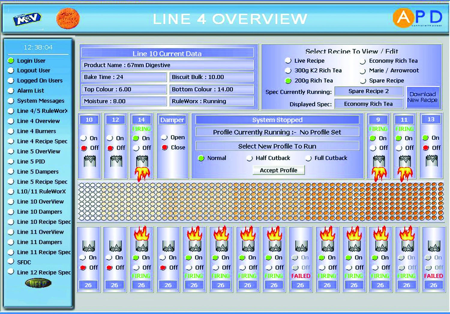 Burner Control Screen